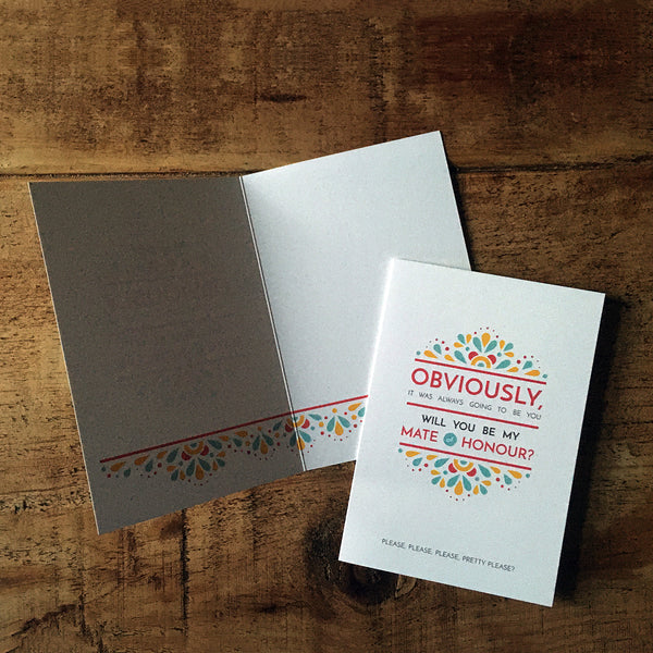 Festival-feel will you be my mate of honour proposal card