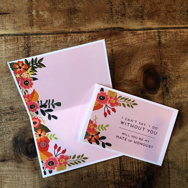 Autumn floral will you be my mate of honour proposal card