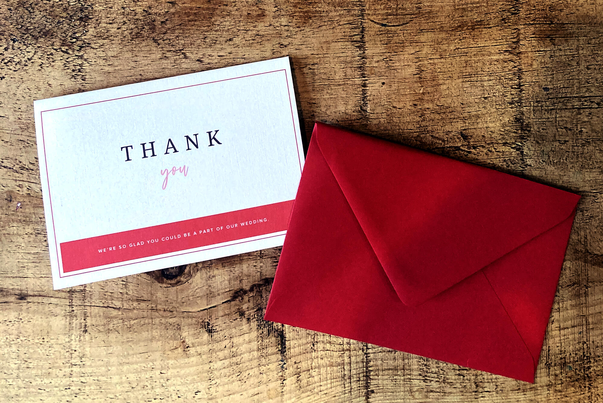 Simple, modern fold-out thank you card