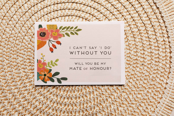 Autumn floral will you be my mate of honour proposal card