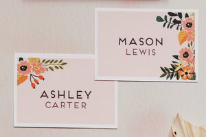 Rustic, floral placecards