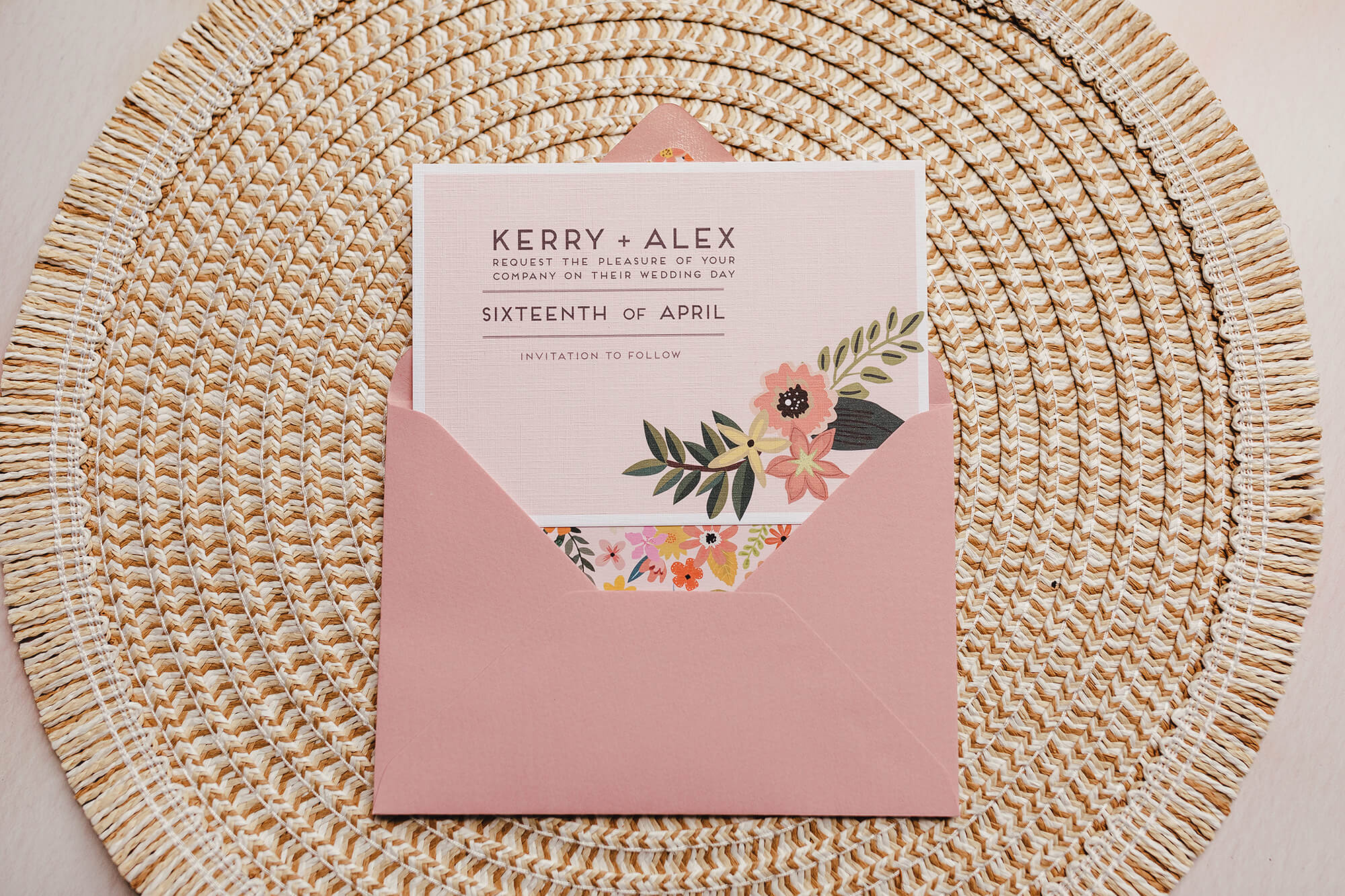 Floral, rustic save the date