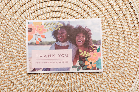 Floral, rustic thank you postcard