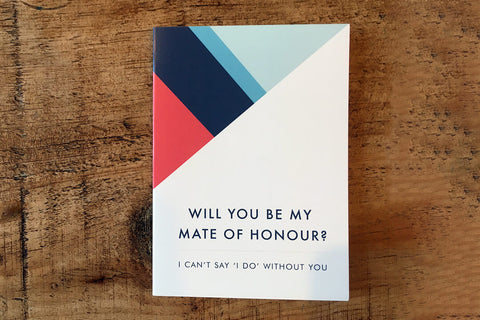 Geometric stripe will you be my mate of honour proposal card
