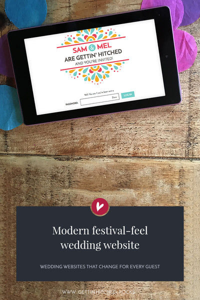 Modern, festival-feel wedding website