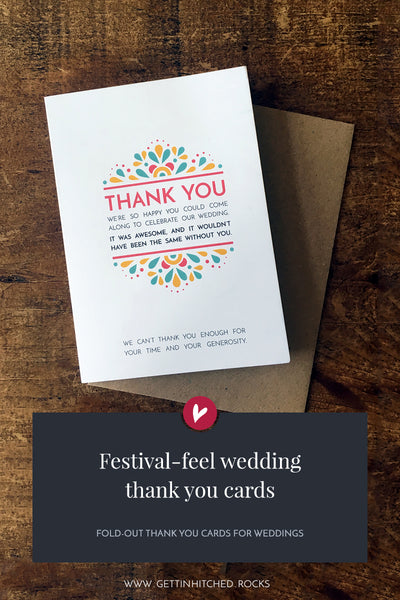 Modern, festival-feel, fold-out thank you card