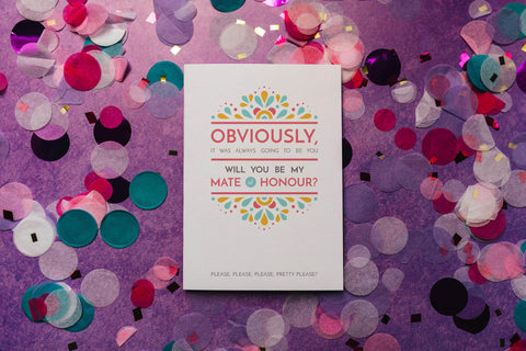 Festival-feel will you be my mate of honour proposal card